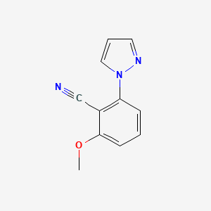 molecular formula C11H9N3O B8413730 2-Methoxy-6-(pyrazol-1-yl)-benzonitrile CAS No. 134104-43-1