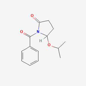 molecular formula C14H17NO3 B8414040 (+-)-1-Benzoyl-5-(1-methylethoxy)-2-pyrrolidinone CAS No. 136410-06-5