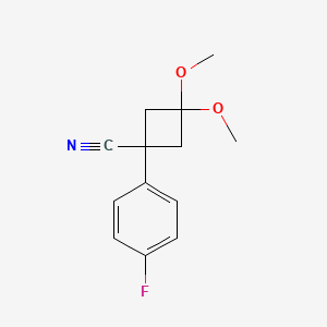 molecular formula C13H14FNO2 B8414078 1-(4-Fluorophenyl)-3,3-dimethoxycyclobutanecarbonitrile 