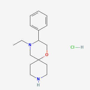 molecular formula C16H25ClN2O B8414238 8-Ethyl-9-phenyl-11-oxa-3,8-diazaspiro[5.5]undecane hydrochloride salt 