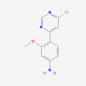 molecular formula C11H10ClN3O B8414504 4-(6-Chloropyrimidin-4-yl)-3-methoxyaniline 