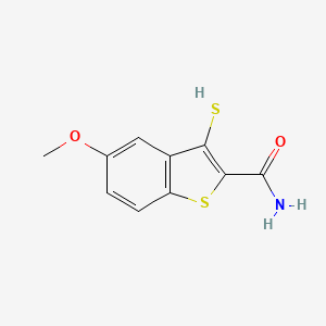 molecular formula C10H9NO2S2 B8414600 3-Mercapto-5-methoxybenzo[b]thiophene-2-carboxamide 
