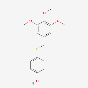 molecular formula C16H18O4S B8414611 4-((3,4,5-Trimethoxybenzyl)thio)phenol 