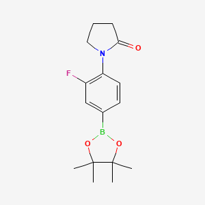 molecular formula C16H21BFNO3 B8414694 1-(2-Fluoro-4-(4,4,5,5-tetramethyl-1,3,2-dioxaborolan-2-yl)phenyl)pyrrolidin-2-one 