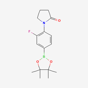 molecular formula C16H21BFNO3 B8414694 1-[2-Fluoro-4-(4,4,5,5-tetramethyl-1,3,2-dioxaborolan-2-yl)phenyl]-2-pyrrolidinone 