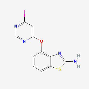 molecular formula C11H7IN4OS B8414797 4-(6-Iodo-pyrimidin-4-yloxy)-benzothiazol-2-ylamine 