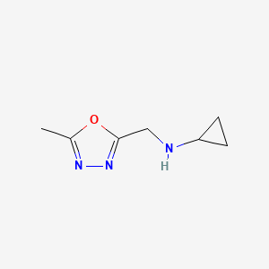 molecular formula C7H11N3O B8415332 Cyclopropyl-(5-methyl-[1,3,4]oxadiazol-2-ylmethyl)-amine 
