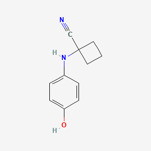 molecular formula C11H12N2O B8415346 1-((4-Hydroxyphenyl)amino)cyclobutanecarbonitrile 