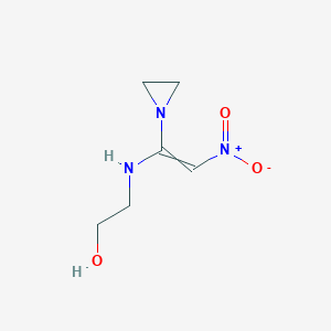 molecular formula C6H11N3O3 B8415372 2-{[1-(Aziridin-1-yl)-2-nitroethenyl]amino}ethan-1-ol CAS No. 89078-24-0
