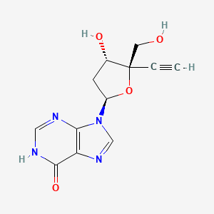 molecular formula C12H12N4O4 B8415431 9-[(2R,4S,5R)-5-ethynyl-4-hydroxy-5-(hydroxymethyl)tetrahydrofuran-2-yl]-1H-purin-6-one 