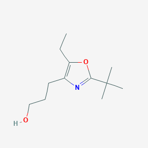 molecular formula C12H21NO2 B8415703 3-(2-(tert-Butyl)-5-ethyloxazol-4-yl)propan-1-ol 