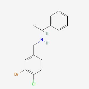 molecular formula C15H15BrClN B8415738 N-[(3-bromo-4-chlorophenyl)methyl]-1-phenylethanamine 