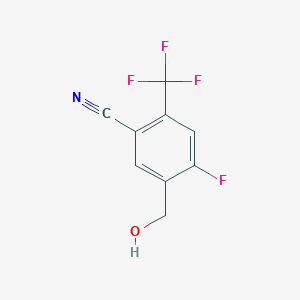 molecular formula C9H5F4NO B8415876 Benzonitrile, 4-fluoro-5-(hydroxymethyl)-2-(trifluoromethyl)- 