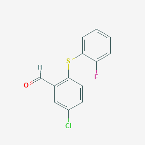 molecular formula C13H8ClFOS B8415942 2-(2-Fluorophenylthio) 5-chlorobenzaldehyde 