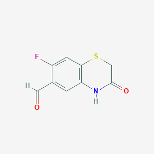 molecular formula C9H6FNO2S B8415995 7-Fluoro-3-oxo-3,4-dihydro-2H-benzo[1,4]thiazine-6-carbaldehyde 