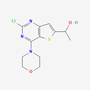 molecular formula C12H14ClN3O2S B8416049 1-(2-Chloro-4-morpholin-4-yl-thieno[3,2-d]pyrimidin-6-yl)-ethanol CAS No. 1032758-24-9