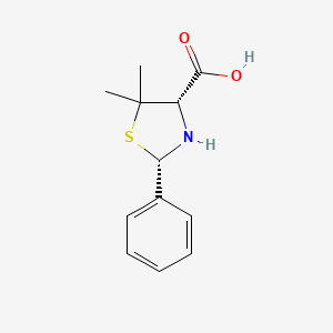 molecular formula C12H15NO2S B8416078 5,5-dimethyl-2(S)-phenylthiazolidine-4(S)-carboxylic acid 