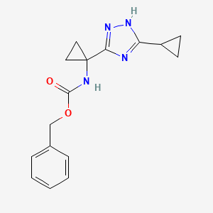 molecular formula C16H18N4O2 B8416116 [1-(5-Cyclopropyl-4H-[1,2,4]triazol-3-yl)-cyclopropyl]-carbamic acid benzyl ester 