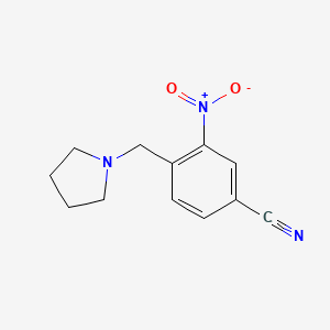 molecular formula C12H13N3O2 B8416132 3-Nitro-4-(pyrrolidin-1-ylmethyl)benzonitrile 