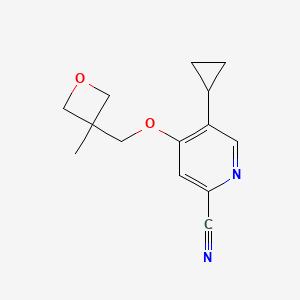 molecular formula C14H16N2O2 B8416139 5-Cyclopropyl-4-[(3-methyloxetan-3-yl)methoxy]pyridine-2-carbonitrile 