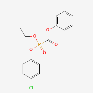 molecular formula C15H14ClO5P B8416211 Phosphinecarboxylic acid, (4-chlorophenoxy)ethoxy-, phenyl ester, oxide CAS No. 72304-85-9