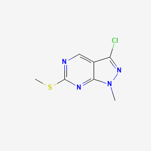 molecular formula C7H7ClN4S B8416247 3-chloro-1-methyl-6-methylsulfanyl-1H-pyrazolo[3,4-d]pyrimidine 