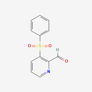molecular formula C12H9NO3S B8416326 3-Benzenesulfonylpyridine-2-carbaldehyde 