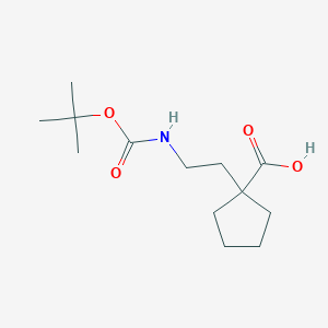 molecular formula C13H23NO4 B8416376 1-(2-{[(Tert-butoxy)carbonyl]amino}ethyl)cyclopentane-1-carboxylic acid 