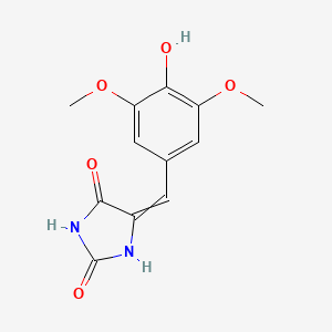 molecular formula C12H12N2O5 B8416421 5-[(3,5-Dimethoxy-4-hydroxyphenyl)methylene]-2,4-imidazolidinedione 