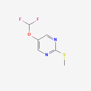 molecular formula C6H6F2N2OS B8416459 Pyrimidine, 5-(difluoromethoxy)-2-(methylthio)- 