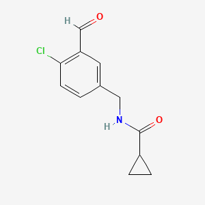 molecular formula C12H12ClNO2 B8416487 Cyclopropanecarboxylic Acid 4-chloro-3-formyl-benzylamide 