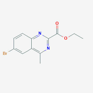 molecular formula C12H11BrN2O2 B8416568 Ethyl 6-bromo-4-methyl-2-quinazolinecarboxylate 