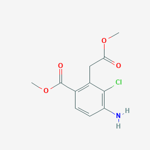 molecular formula C11H12ClNO4 B8416712 Methyl 2-methoxycarbonylmethyl-4-amino-3-chlorobenzoate 