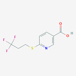 molecular formula C9H8F3NO2S B8416723 6-[(3,3,3-Trifluoropropyl)sulfanyl]pyridine-3-carboxylic acid 