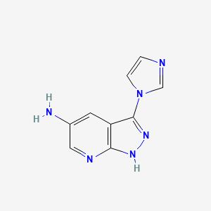 molecular formula C9H8N6 B8416741 3-(1H-imidazol-1-yl)-1H-pyrazolo[3,4-b]pyridin-5-amine 