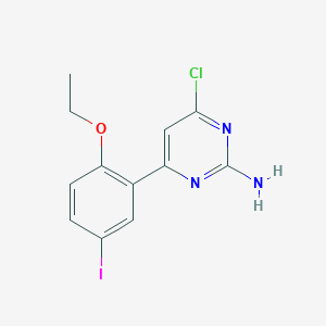 molecular formula C12H11ClIN3O B8416755 4-Chloro-6-(5-iodo-2-ethoxy-phenyl)pyrimidin-2-ylamine 