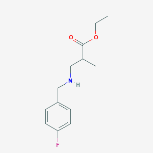 molecular formula C13H18FNO2 B8416762 Rac-3-(4-fluoro-benzylamino)-2-methyl-propionic acid ethyl ester 