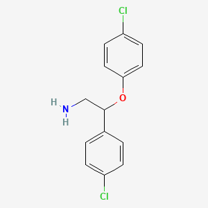 molecular formula C14H13Cl2NO B8416767 2-(4-Chlorophenyloxy)-2-(4-chlorophenyl)ethylamine 