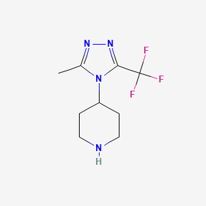 molecular formula C9H13F3N4 B8416779 4-[3-methyl-5-(trifluoromethyl)-4H-1,2,4-triazol-4-yl]piperidine 