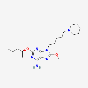 molecular formula C21H36N6O2 B8416842 2-{[(1S)-1-Methylbutyl]oxy}-8-(methyloxy)-9-[5-(1-piperidinyl)pentyl]-9H-purin-6-amine 