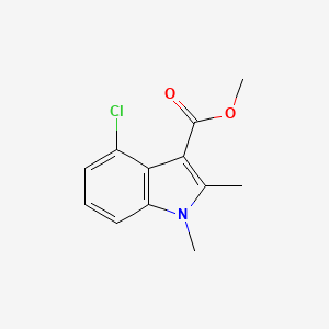 molecular formula C12H12ClNO2 B8417098 Methyl 4-chloro-1,2-dimethyl-1H-indole-3-carboxylate 