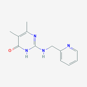 molecular formula C12H14N4O B8417168 5,6-Dimethyl-2-[(pyridin-2-ylmethyl)amino]pyrimidin-4(3H)-one 