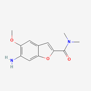 molecular formula C12H14N2O3 B8417421 6-Amino-5-methoxy-N,N-dimethylbenzofuran-2-carboxamide 