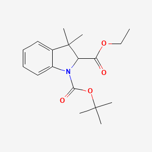 molecular formula C18H25NO4 B8417555 1-(tert-Butyl) 2-ethyl 3,3-dimethylindoline-1,2-dicarboxylate 