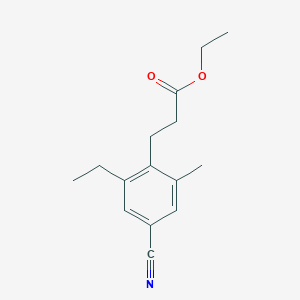 molecular formula C15H19NO2 B8417738 3-(4-Cyano-2-ethyl-6-methyl-phenyl)-propionic acid ethyl ester 