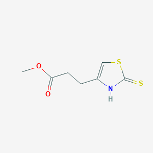 molecular formula C7H9NO2S2 B8417760 4-(2-Methoxycarbonylethyl)-2-mercaptothiazole 