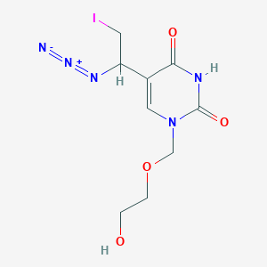 molecular formula C9H12IN5O4 B8417825 1-(2-Hydroxyethoxymethyl)-5-(1-azido-2-iodoethyl)uracil 