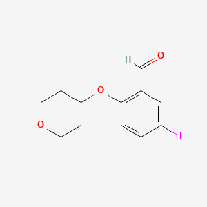 molecular formula C12H13IO3 B8417838 5-Iodo-2-(tetrahydro-pyran-4-yloxy)-benzaldehyde 