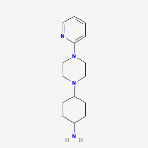 molecular formula C15H24N4 B8417874 trans-4-[4-(2-Pyridinyl)-1-piperazinyl]cyclohexylamine 