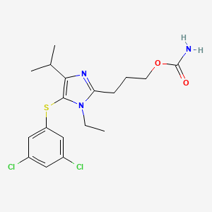 molecular formula C18H23Cl2N3O2S B8417994 3-[5-(3,5-Dichlorophenyl)sulfanyl-1-ethyl-4-isopropyl-imidazol-2-yl]propyl carbamate 